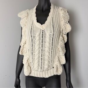 12. Cream Organic Cotton Chunky Ruffle Knit Vest